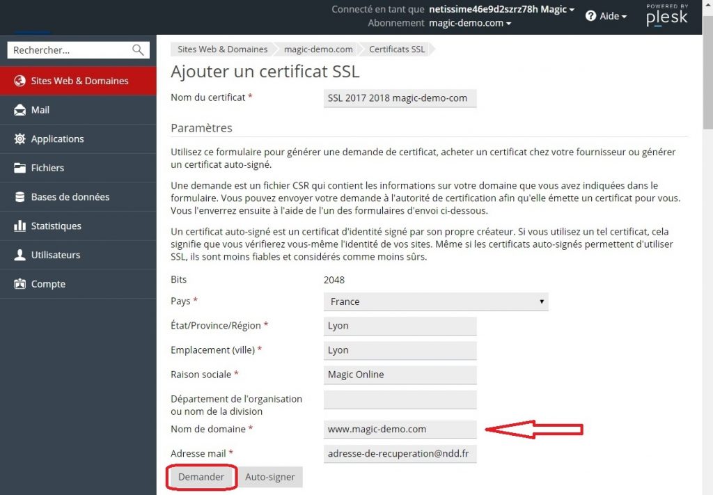 Plesk : Installation Certificat SSL – Assistance Magic Online