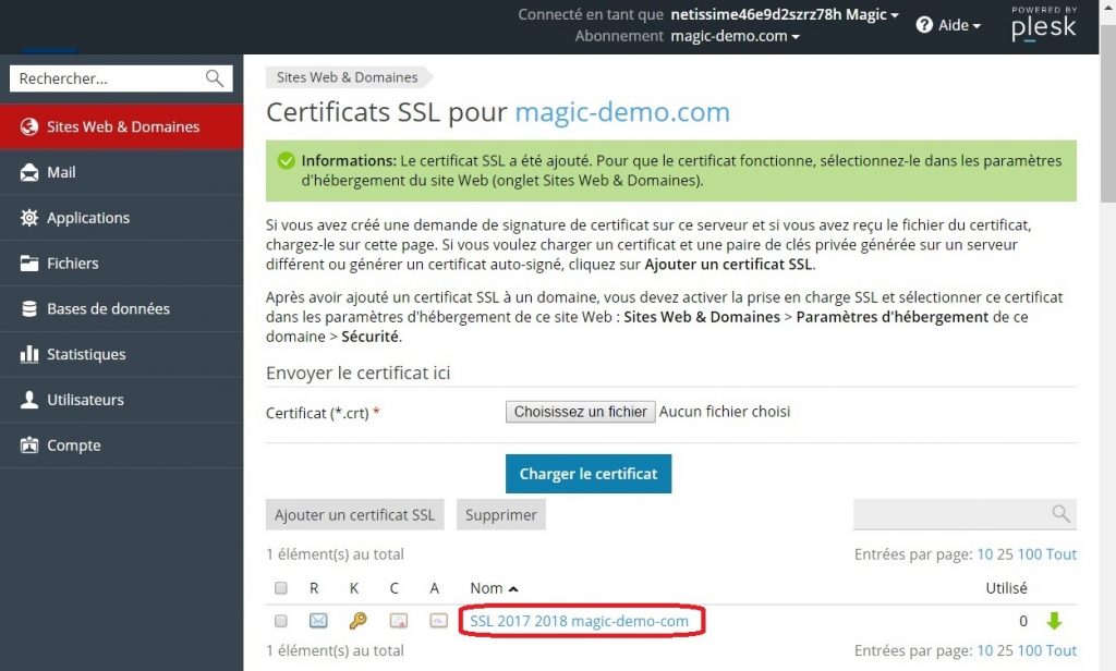 SSL : Installation Certificat - Assistance Magic Online
