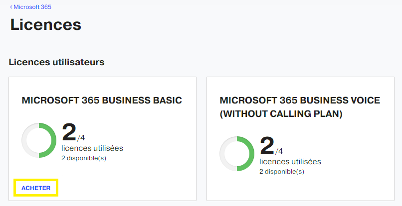 Acheter des licences Microsoft 365