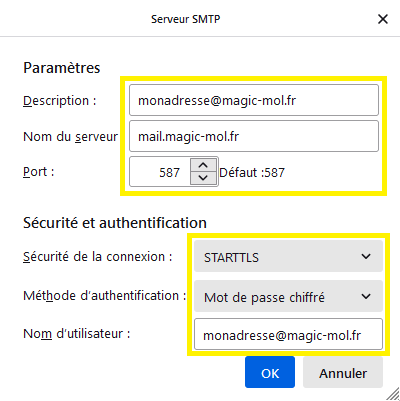 Correctif du serveur SMTP