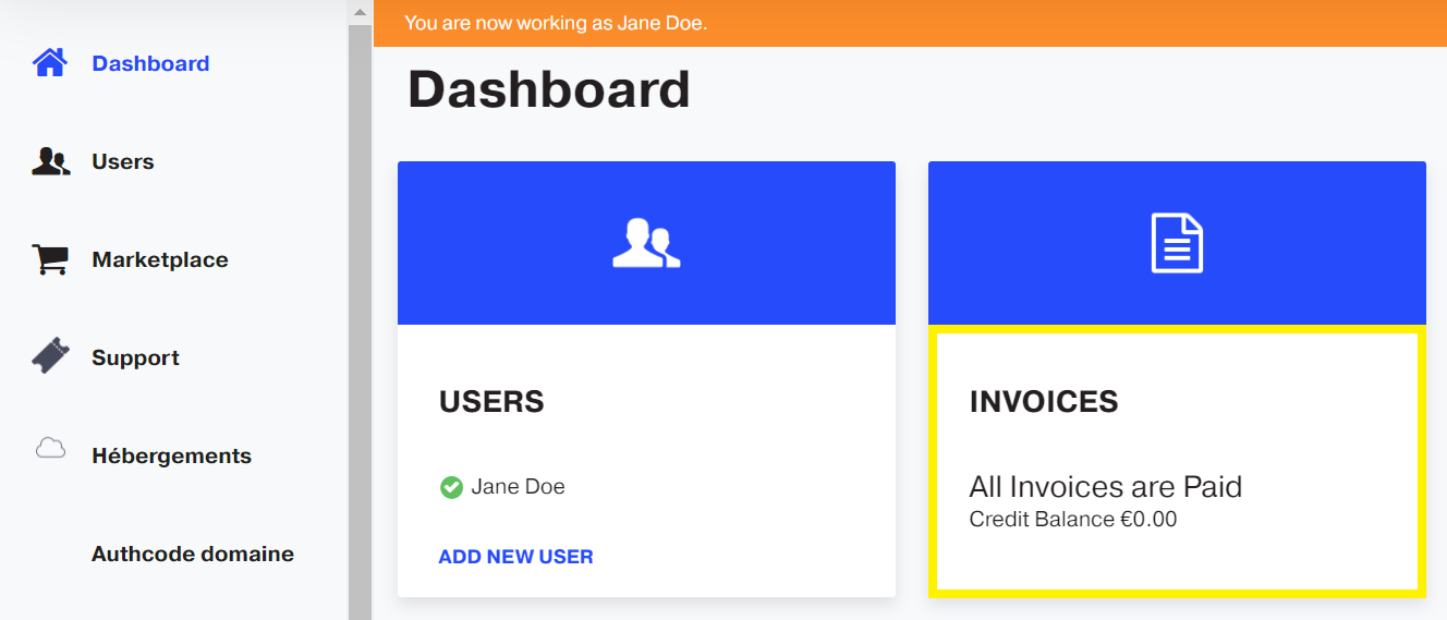 Orders and invoices : Dashboard