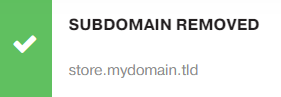 Subdomain removed successfully