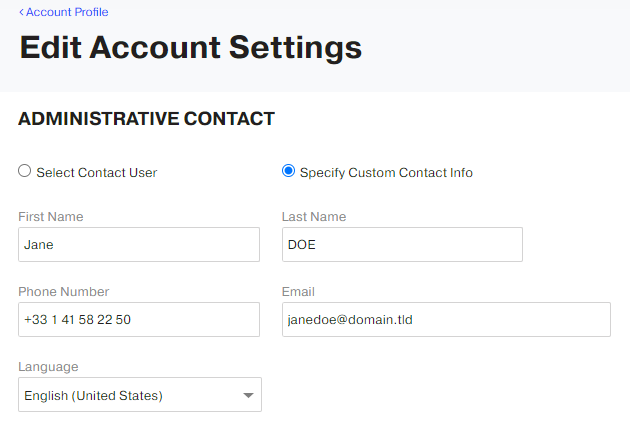 Edit account settings